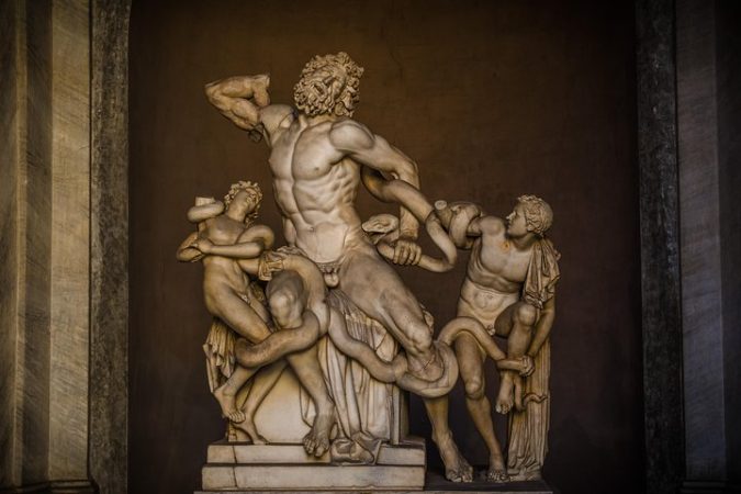 Statue of Laocoon and his sons in the Vatican Museums in Rome, Italy
